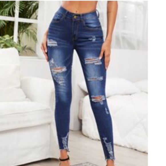 SHEIN Denim - Brand New Without Tags Shein Blue Jeans With Rips